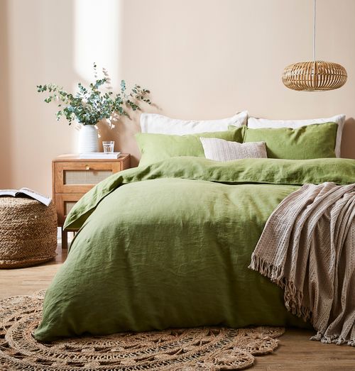 Linen Duvet Cover Set Olive