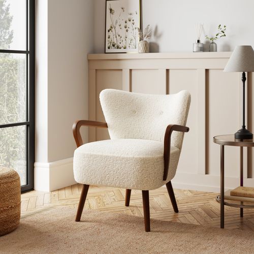 Eliza Wooden Boucle Armchair,...