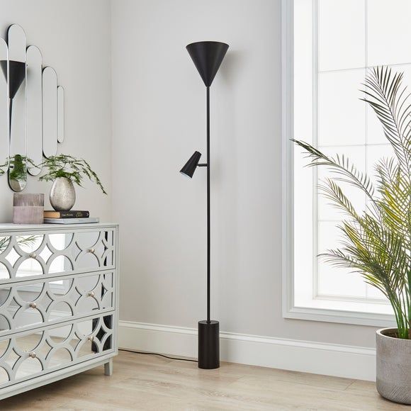 Milas pipe black sale industrial floor lamp