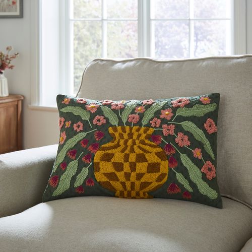 Embellished Vase Cushion,...