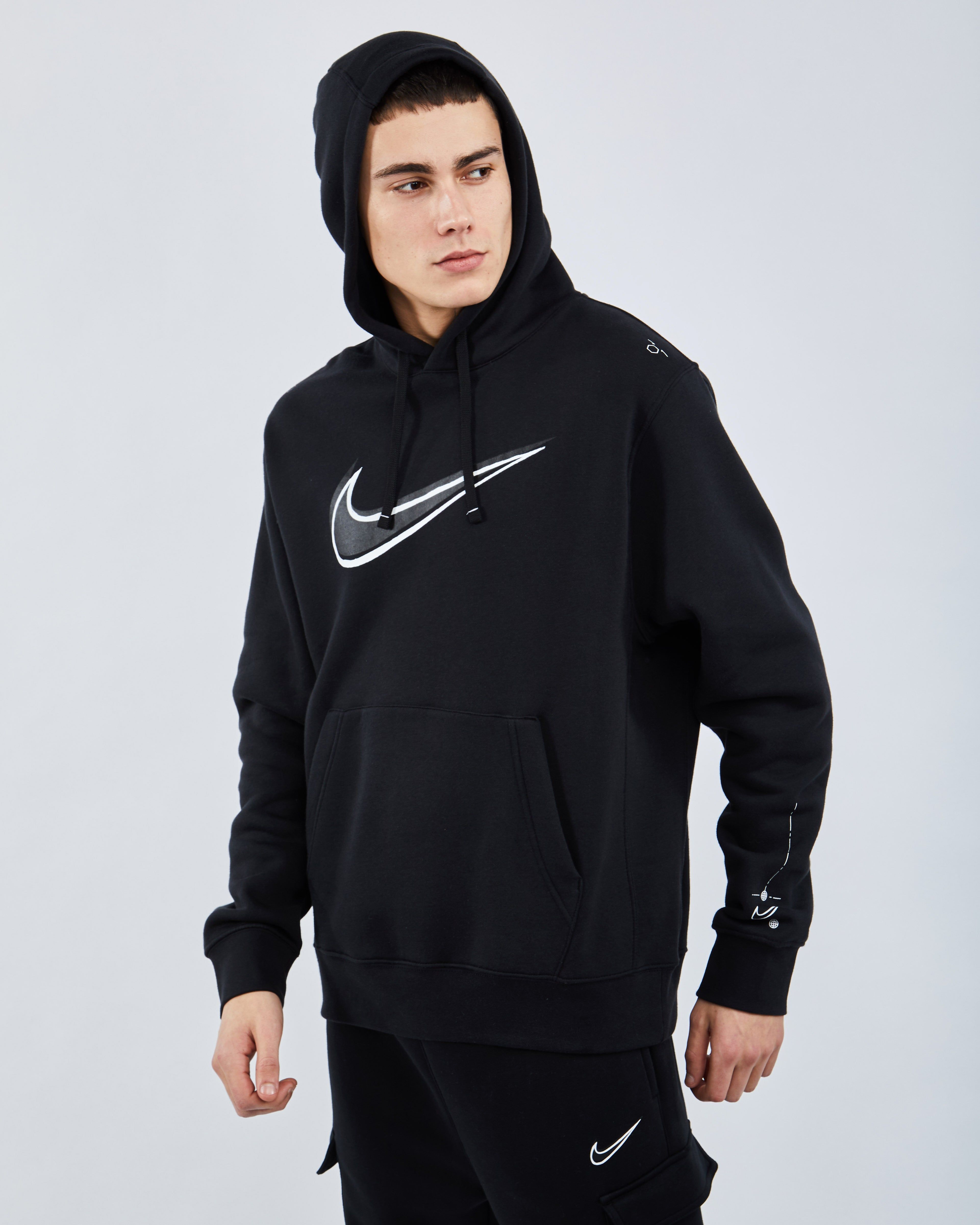 nike reflective swoosh over the head hoody