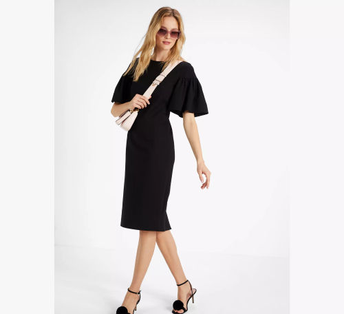 Flounce Sleeve Ponte Dress