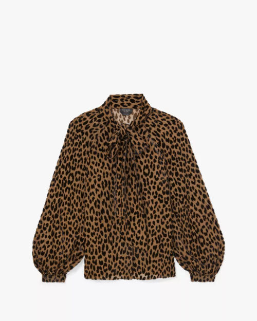 Modern Leopard Tie-Neck Shirt