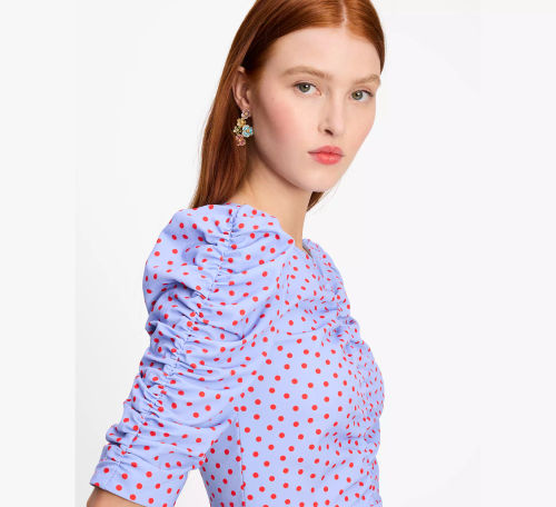 Spring Time Dot Ruched Top