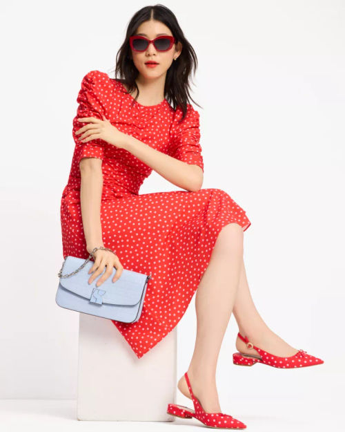 Spring Time Dot Ruched Dress