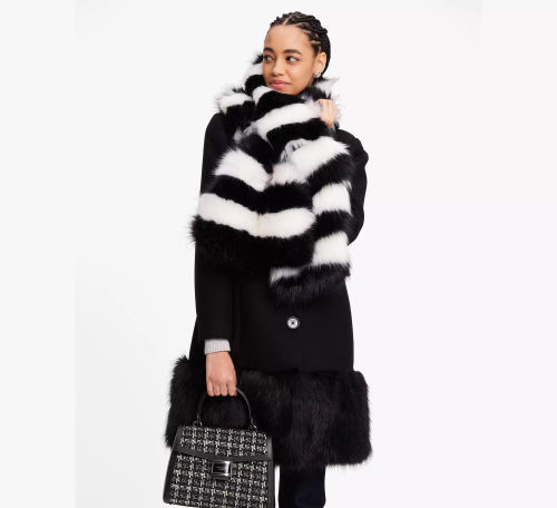 Striped Faux Fur Pull Through...