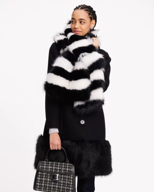 Striped Faux Fur Pull Through...