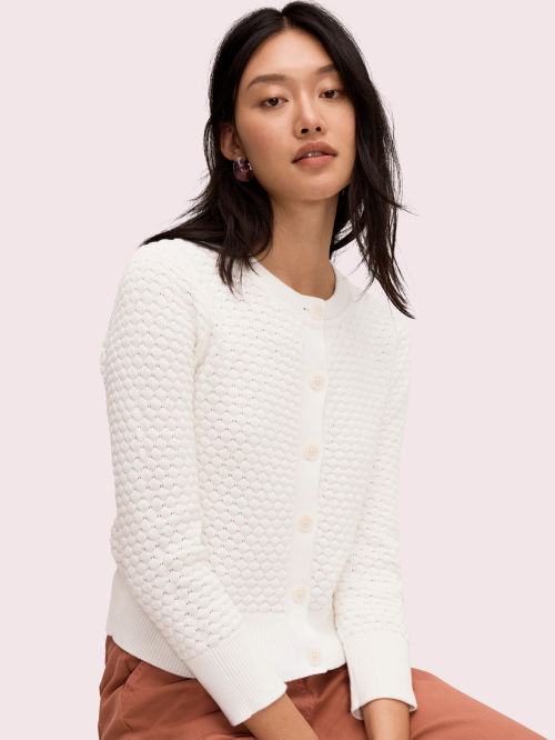 Textured Cardigan - White -...