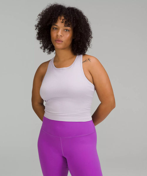 lululemon Women's Ebb To Street Cropped Racerback Tank Top, Faint Lavender Size  12, Compare