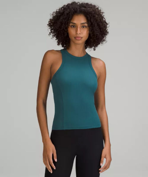 lululemon Women's Ribbed Nulu Racerback Yoga Tank Top, Green Jasper Size 14, Compare