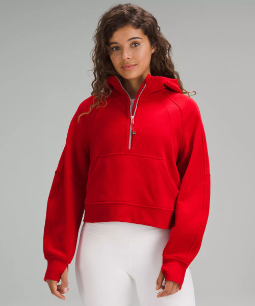 lululemon – Women's Scuba Oversized Half-Zip Hoodie – Color Dark  Red/Neon/Red – Size XS/S, £108.00