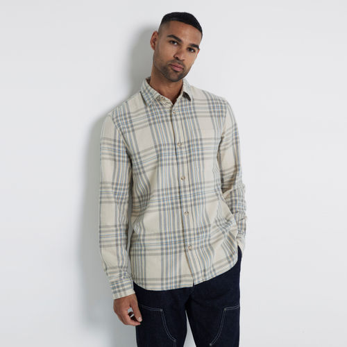 Mens River Island Beige Regular Fit Flannel Check Shirt