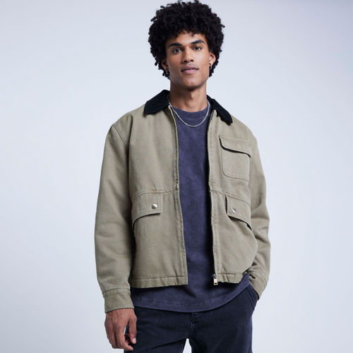 Mens River Island Khaki Regular Fit Worker Jacket