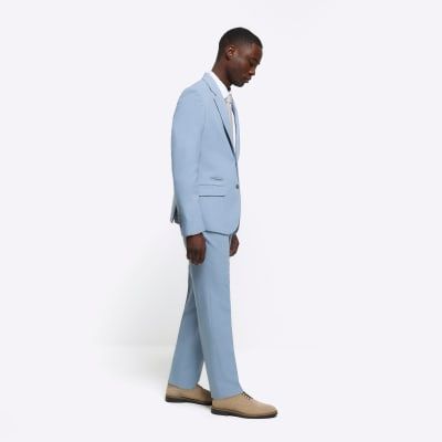 River Island Aqua Texture Suit Trouser Sl | very.co.uk