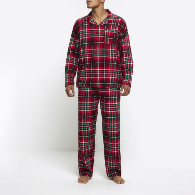 Only & Sons Red Check Lounge Trousers | New Look