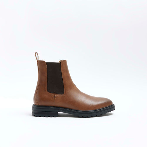 Mens River Island Brown Faux...