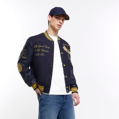 River island deals navy bomber jacket