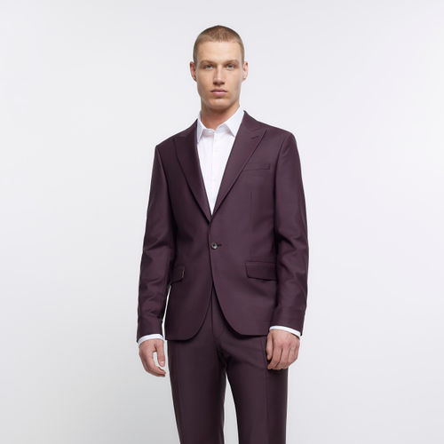 Mens River Island Purple Slim Fit Wool Premium Suit Jacket