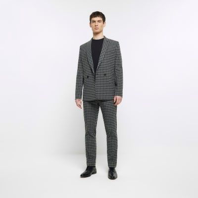 Slim Fit Check Suit Trousers