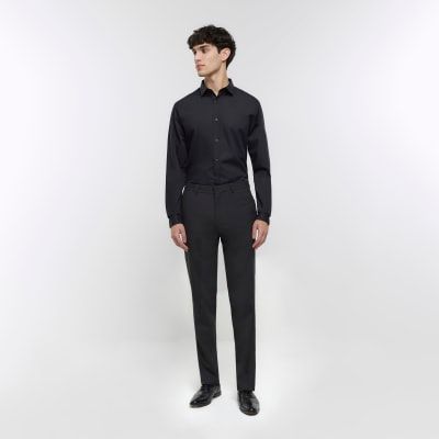 River Island skinny twill suit trousers in navy | ASOS