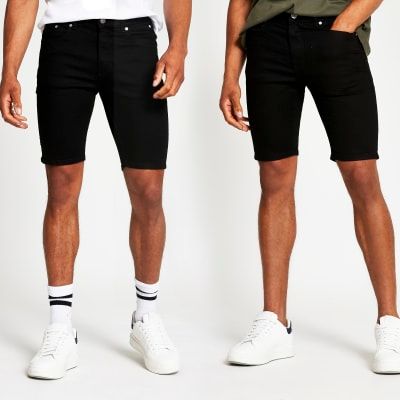 river island black denim shorts
