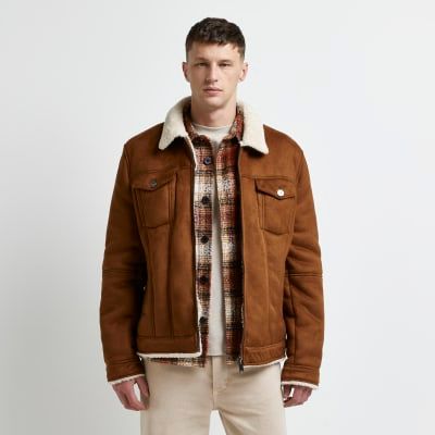 River island mens sales borg jacket