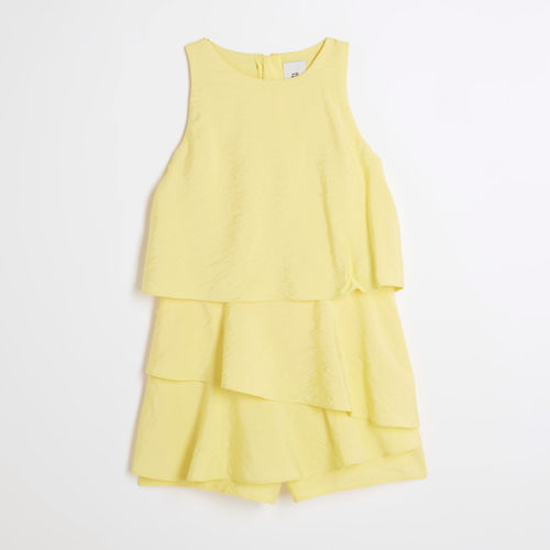 River Island Girls Yellow Layered Playsuit