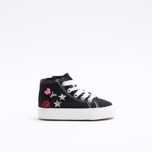 Black Canvas High Top Trainers