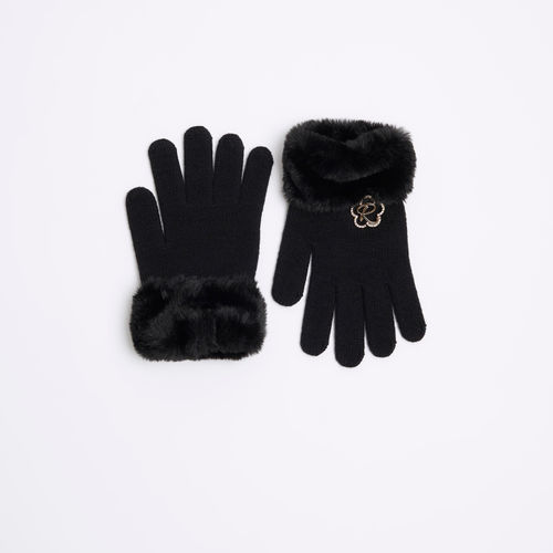 River Island Girls Black Faux...