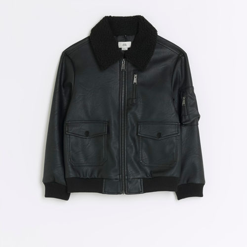 River Island Boys Black Faux...