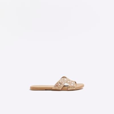 Rose gold sliders river best sale island