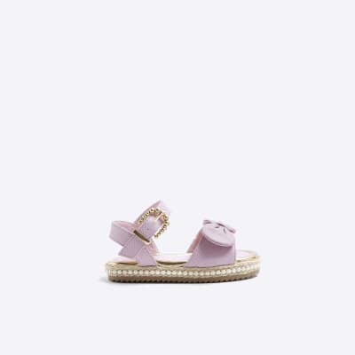 River Island Mini Girls Pink Pearl Embellished Sandals 10.00