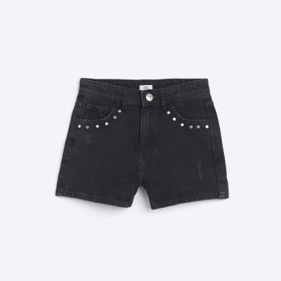 River island black store denim shorts