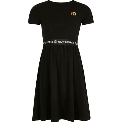 River island girls shop black dress