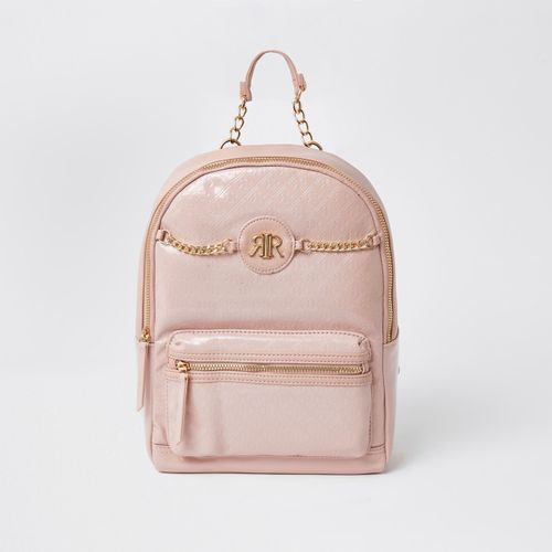 River Island monogram backpack in brown