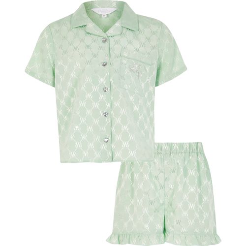 River Island Girls Green Ri Monogram Satin Pyjamas Compare Cabot Circus