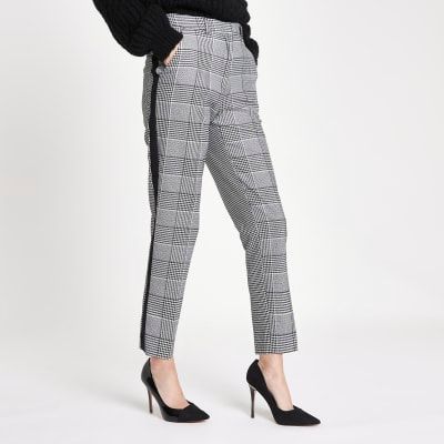 Purple stripe mid rise slim trousers  River Island