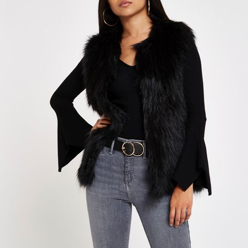 petite black fur gilet