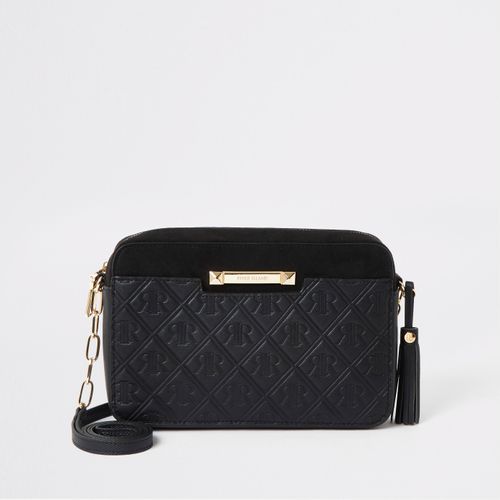 River Island Ri Monogram Cross Body Bag And Purse in Black