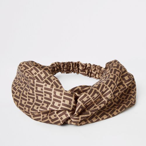 River Island monogram printed scarf in brown