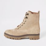 River Island Womens Beige suede lace-up hiking boots