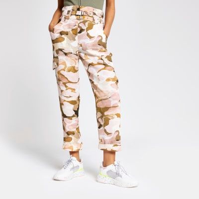 Pink utility cargo trousers  River Island