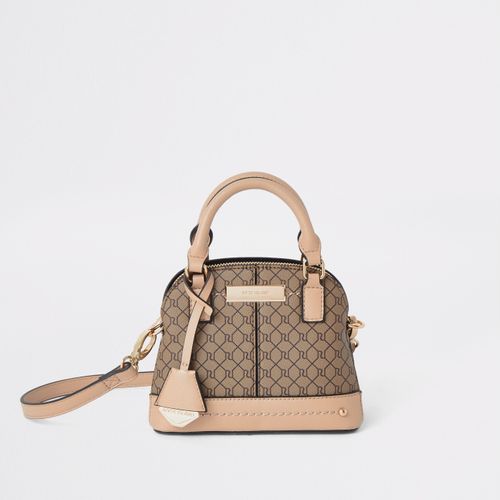 Beige RI monogram print cross body bag