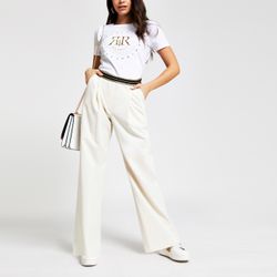 River Island Womens Cream wide leg trousers