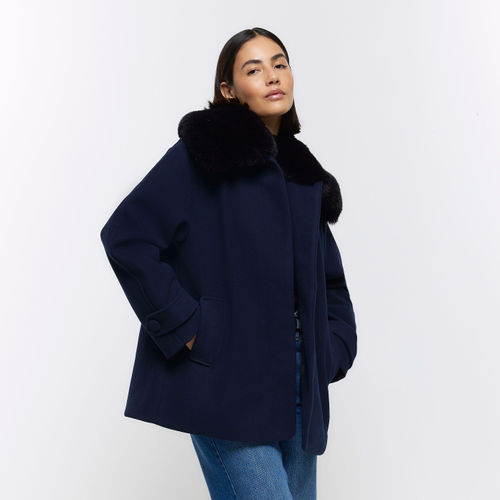 River Island Womens Navy Faux...