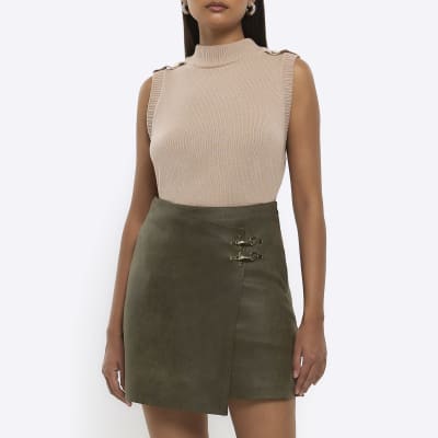 Khaki green top skirt river island