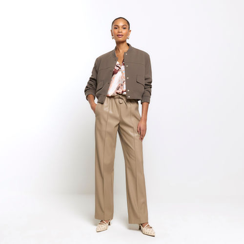 Faux Leather Straight-Leg Trouser