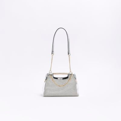 River island shop silver clutch