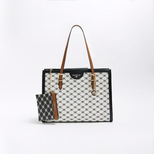 Black RI monogram jacquard shopper bag