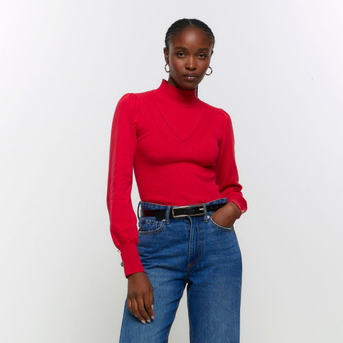 River Island Womens Red Rib...